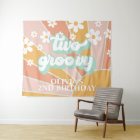 Retro Sunshine Two Groovy Daisy Birthday Banner