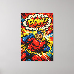 Retro Superhero POW! Comic Book Pop Art Canvas Print