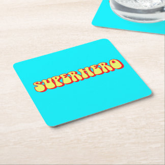 Retro Superhero Square Paper Coaster