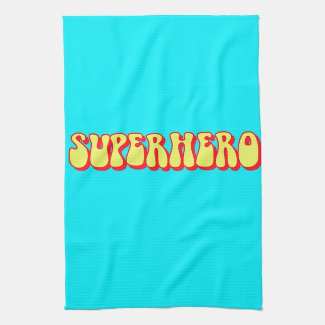 Retro Superhero Tea Towel (Vertical)