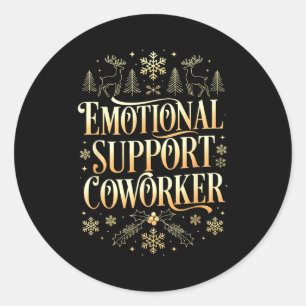 Retro Suprt Coworker Ugly Christmas Saying Quote  Classic Round Sticker