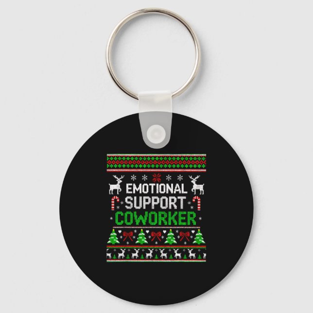 Retro Suprt Coworker Ugly Christmas Saying Quote  Key Ring (Front)