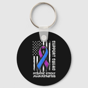 Retro Suprt Squad Pediatric Stroke Awareness Key Ring