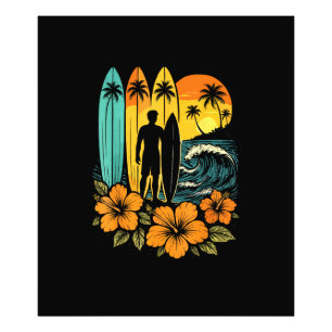 Retro Surf Beach Sunset Tropical Photo Print