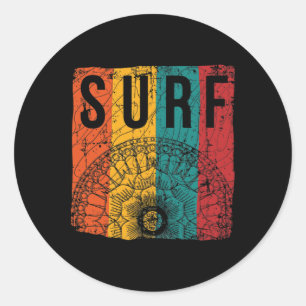 Retro Surf Beach Surfer With Mandala Classic Round Sticker