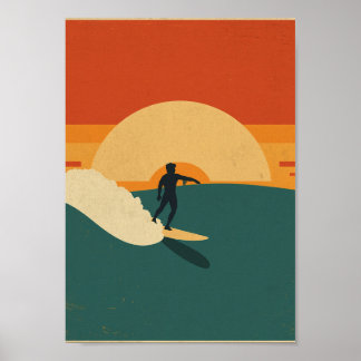 Retro Surf Coastal Sunset Wall Art