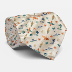 Retro Surf Culture Pattern Tie