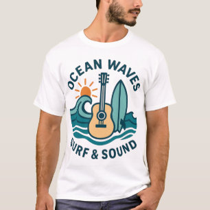 Retro Surf Guitar Illustration T-Shirt