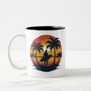 Retro Surf Mug – 70s Sunset Beach Coffee Cup