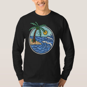 Retro Surf Palm Tree Beach Big Wave Vintage Surfer T-Shirt