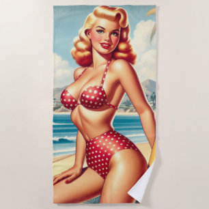 Retro Surf Pin Up Beach Towel