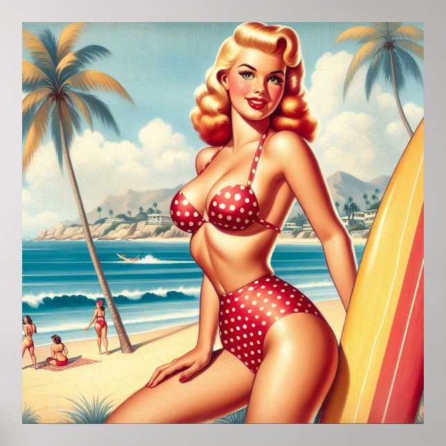 Retro Surf Pin Up Poster (Front)
