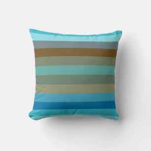 Retro Surf Stripe 1970s Beach Rainbow Cushion