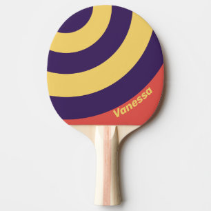 Retro Surf Sunset Circle Stripe with Name Ping Pong Paddle