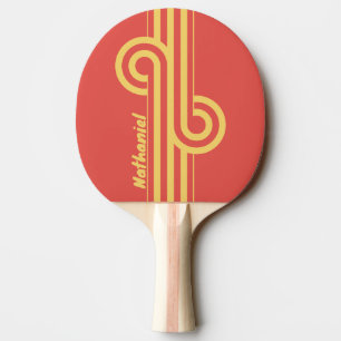Retro Surf Sunset Dual Stripe Loop with Name Ping Pong Paddle