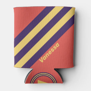 Retro Surf Sunset Stripes with Name Can Cooler