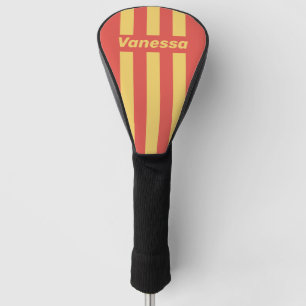 Retro Surf Sunset Three Pin Stripes with Name Golf Head Cover