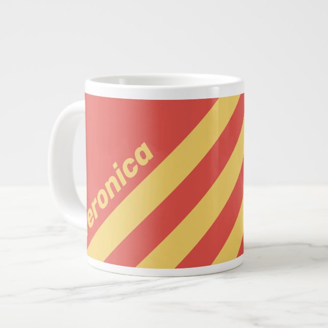 Retro Surf Sunset Three Stripes with Name Large Coffee Mug (Front Left)