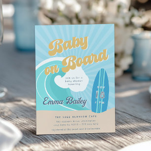 Retro Surf Theme Baby Shower Invitation