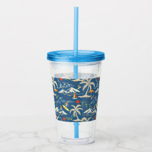 Retro Surf Tropical Pattern Acrylic Tumbler