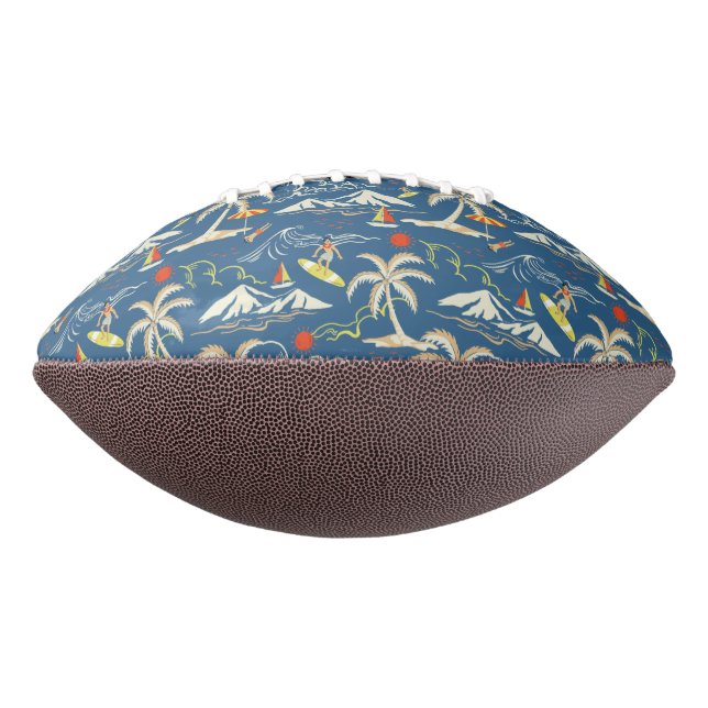 Retro Surf Tropical Pattern American Football (Rotated 90)