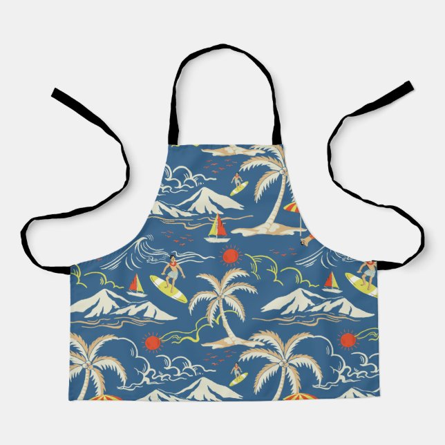 Retro Surf Tropical Pattern Apron (Front)