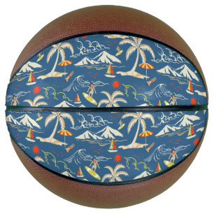 Retro Surf Tropical Pattern Basketball