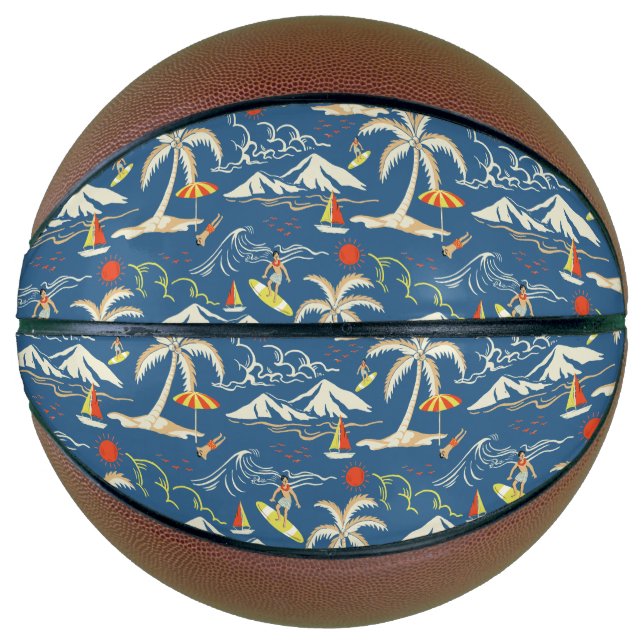 Retro Surf Tropical Pattern Basketball (Front)