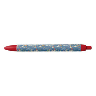 Retro Surf Tropical Pattern Black Ink Pen