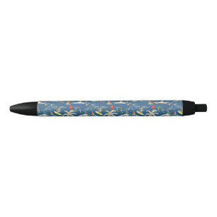 Retro Surf Tropical Pattern Black Ink Pen