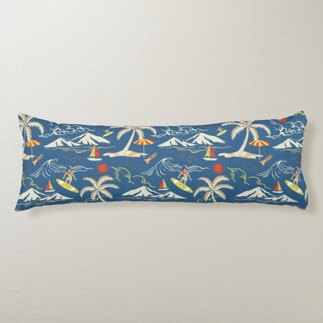 Retro Surf Tropical Pattern Body Cushion (Front)