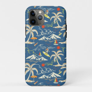 Retro Surf Tropical Pattern iPhone 11 Pro Case