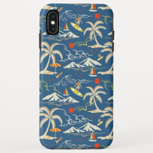 Retro Surf Tropical Pattern iPhone XS Max Case