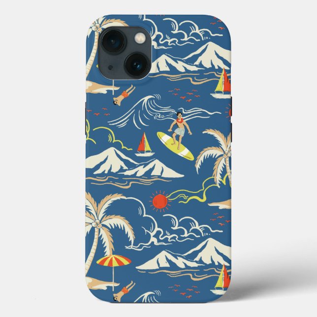 Retro Surf Tropical Pattern Case-Mate iPhone Case (Back)
