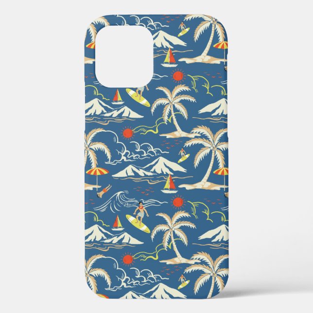 Retro Surf Tropical Pattern Case-Mate iPhone Case (Back)