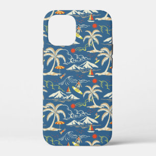 Retro Surf Tropical Pattern iPhone 12 Mini Case