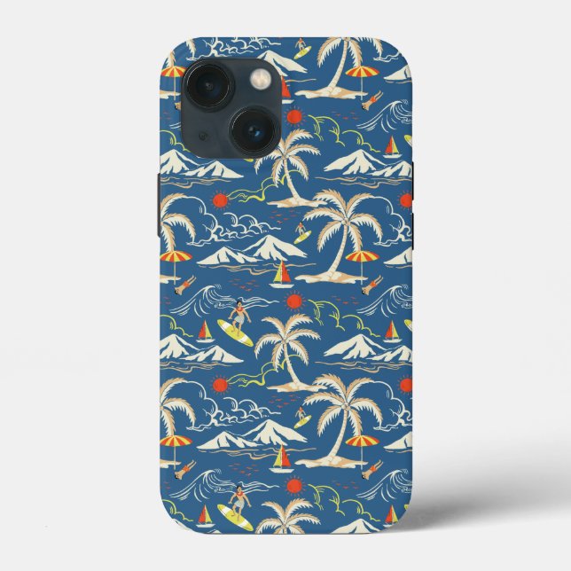 Retro Surf Tropical Pattern Case-Mate iPhone Case (Back)