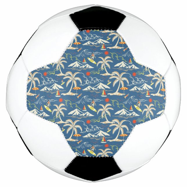 Retro Surf Tropical Pattern Football (Front)