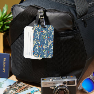 Retro Surf Tropical Pattern Luggage Tag