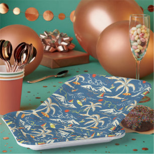 Retro Surf Tropical Pattern Paper Plate