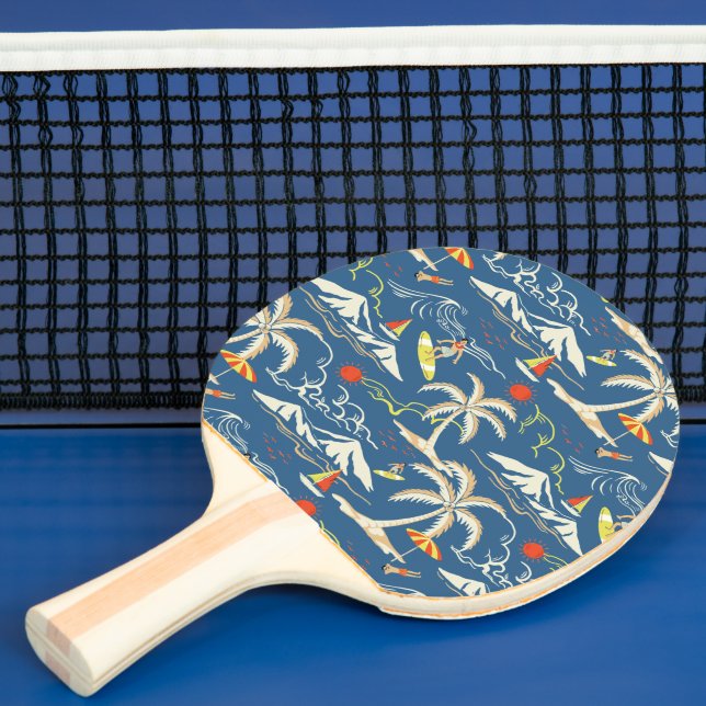 Retro Surf Tropical Pattern Ping Pong Paddle (Insitu)
