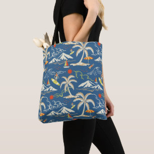 Retro Surf Tropical Pattern Tote Bag