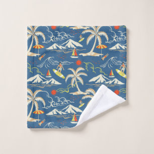 Retro Surf Tropical Pattern Wash Cloth