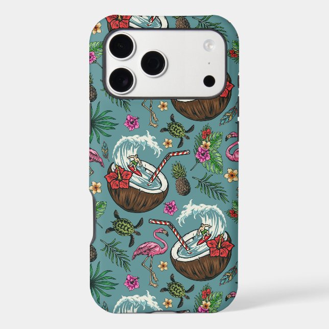 Retro surf tropical themed pattern (Back)