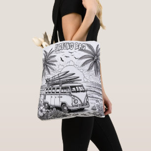Retro Surf Van Colouring  Tote Bag
