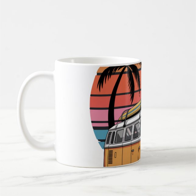 Retro Surf Van Sunset Vibes Coffee Mug (Left)