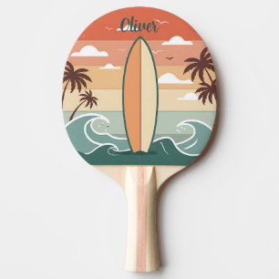 Retro Surf Vibes - Surfboard & Waves Ping Pong Paddle