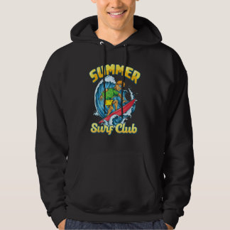 Retro Surfboard summer surf club Surfboarder Vinta Hoodie