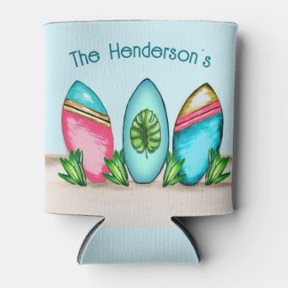 Retro Surfboards, Pink,  Can Cooler