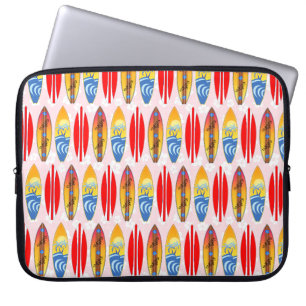 Retro Surfboards Pink Hibiscus Laptop Sleeve
